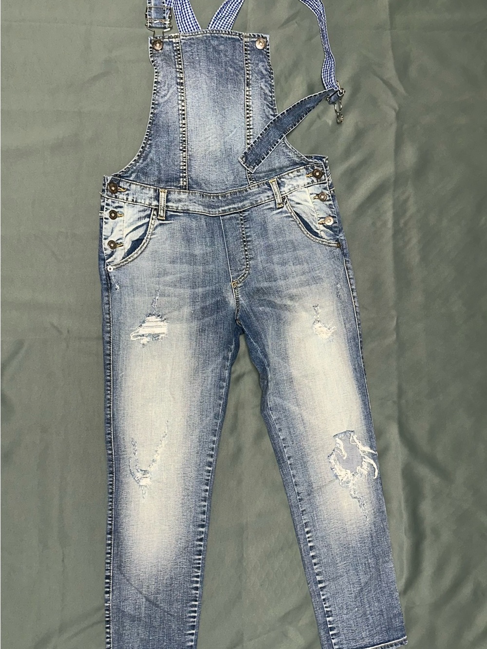 Classic Washed Blue Denim Overalls for Women